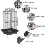 Alden Design Rolling Metal Large Bird Cage Parrot Cage with Stand Open Playtop
