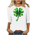 thumbnail image 2 of Mceream 3/4 Sleeve St Patty's Day Shirt Women Crew Neck St Patricks Day Shirt Irish Clover Shamrock Tunic Tops Spring Blouses plus size outfits White XXL, 2 of 5