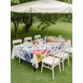 thumbnail image 5 of 60x120 Inch Outdoor Tablecloth with Umbrella Hole Zipper Rectangle Bunny Easter Rectangular Tablecloths Outside Waterproof Spring Floral Blue Leaves Watercolor Patio Table Cover for Picnic Party, 5 of 8