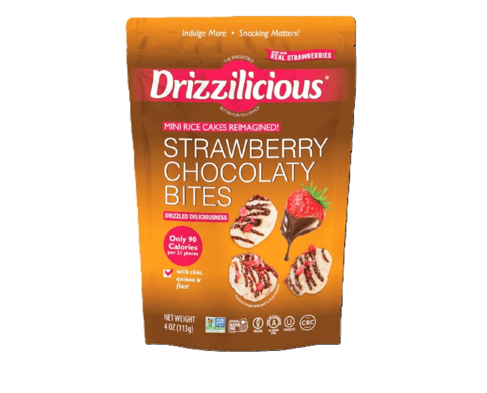 Drizzilicious Strawberry Chocolaty Bites, Mini Rice Cakes 4 oz