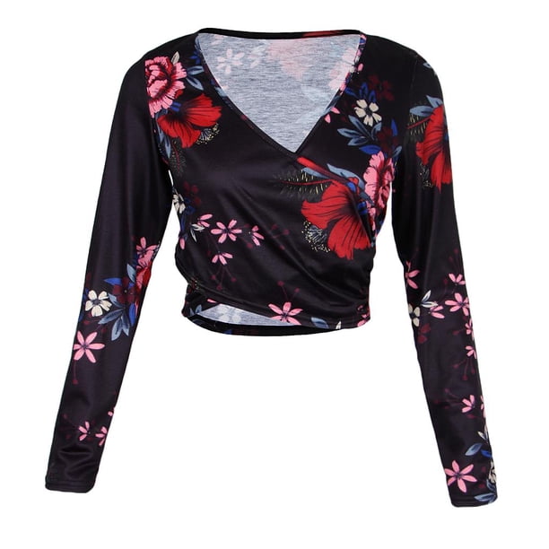 de Floral Estampado Mujeres Cuello V Ropa Deshierbe METRO