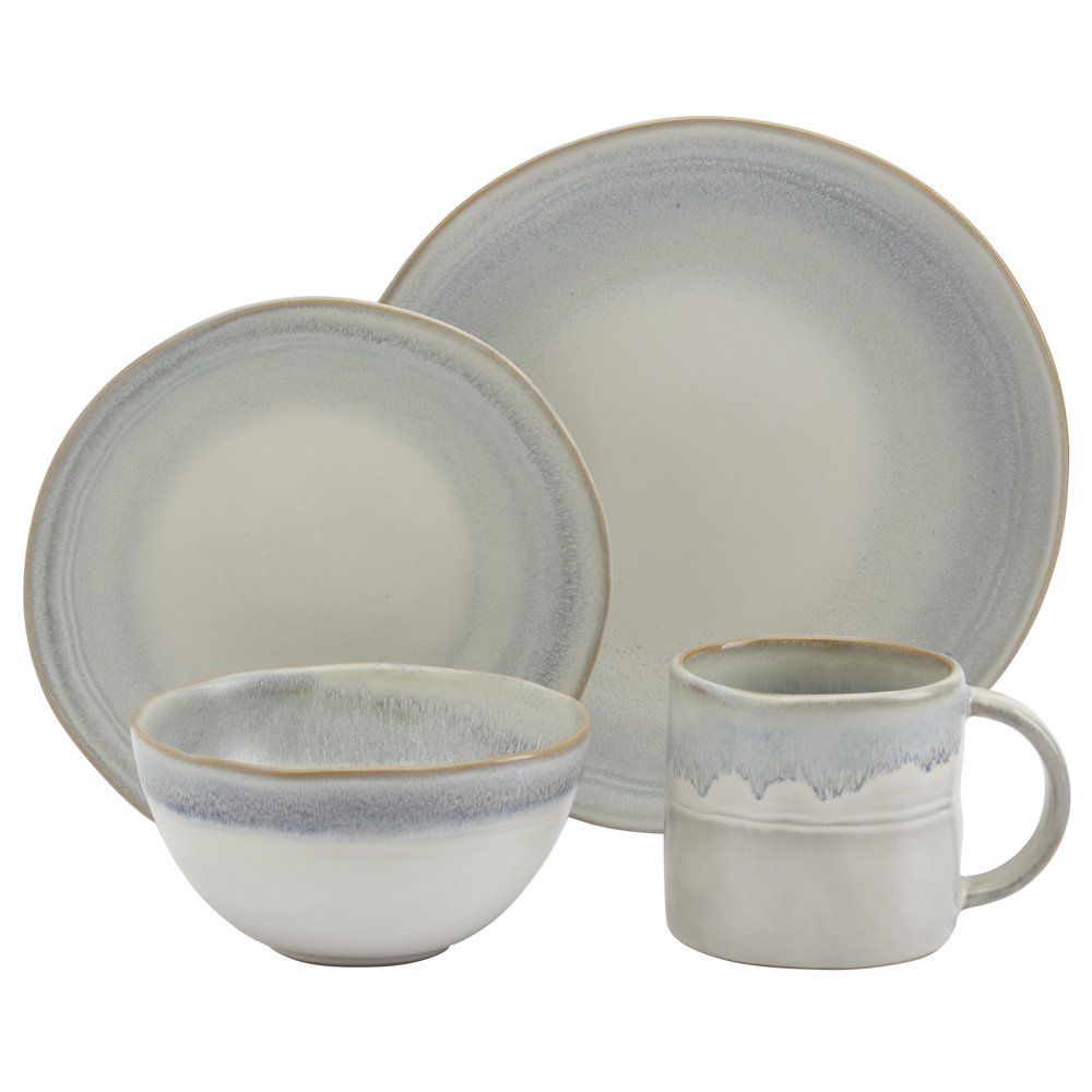 Tabletops Gallery Industrial Farmhouse Dinnerware Collection Stoneware Dishes Service for 4
