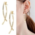 thumbnail image 2 of Pendientes Retro Temperamento Femenino Pendientes Cara Redonda Mostrar Delgado Largo Personalidad Pendientes Retro Personalidad Aguja de Plata Apertura Geométrica Largo Dangle Pendientes para Mujer, 2 of 7
