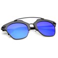 thumbnail image 4 of sunglassLA Unisex High Fashion Two-Toned Pantos Crossbar Colored Mirror Lens Aviator Sunglasses 52mm (Black-Black / Blue Mirror) - 52mm, 4 of 4