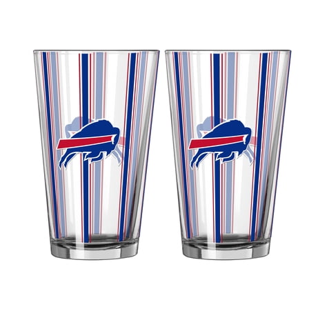 Logo Brands Buffalo Bills Two-Piece 16oz. Striped Pint Glass Set