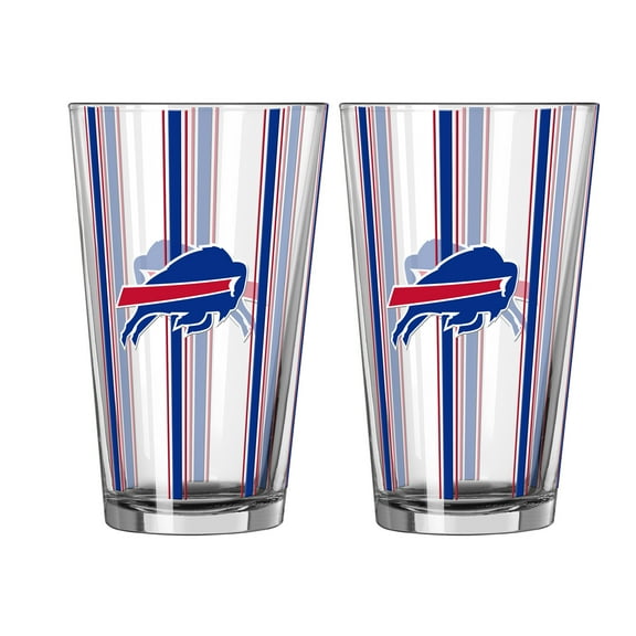 Logo Brands Buffalo Bills Two-Piece 16oz. Striped Pint Glass Set