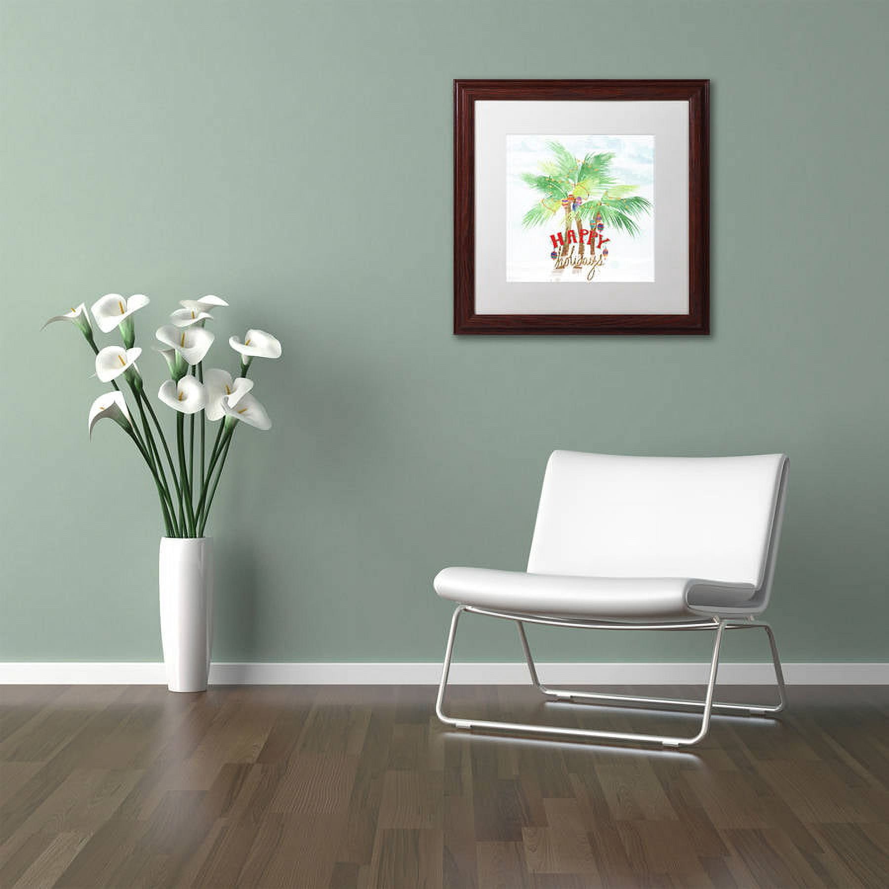 Trademark Fine Art "Xmas Palm Trees" Canvas Art by Lisa Powell Braun, White Matte, Wood Frame