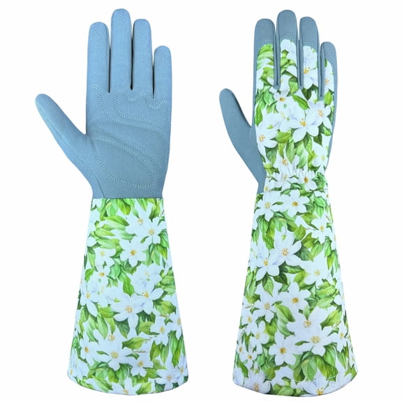 Long-Sleeve Gardening Gloves for - Floral Breathable Garden Work Gloves with Anti-Slip Grip, Arm Protection for Weeding, Pruning, and Yard Work