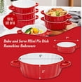 Bruntmor Red 10 Oz Ceramic Ramekin Set of 6 Baking Dishes, Souffle