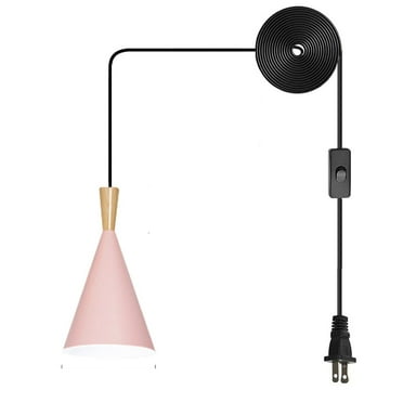 JLOWCO Farmhouse Corded Hanging Light Fixture Plug in Light Socket Modern Pendant Lights Kitchen Island Lighting Kitchen Island Pink Pendant Lighting (LED Bulb Include)