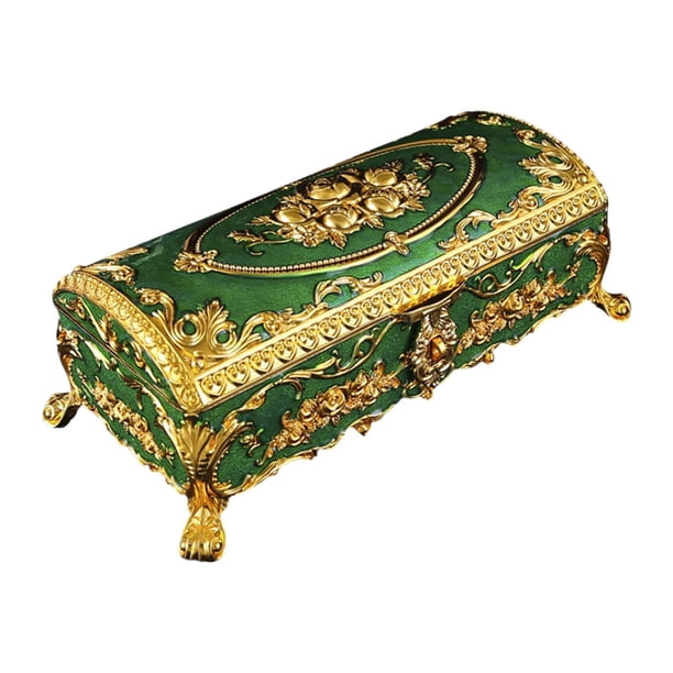 Caja organizadora de joyas, caja de regalo de recuerdo, caja de cofre del tesoro de regalo de cumpleaños Verde