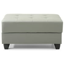 Nyla Gray Faux Leather Upholstered Storage Ottoman