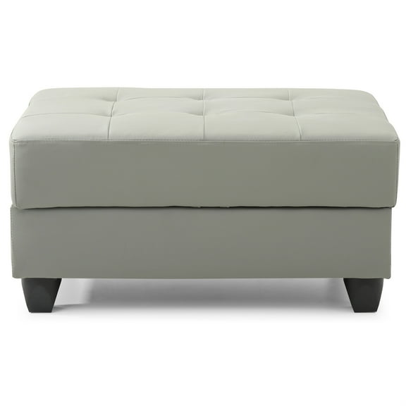 Nyla Gray Faux Leather Upholstered Storage Ottoman