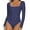 Navy, variant on MANIFIQUE Women's Sexy Square Neck Bodysuit Long Sleeve Double Lined Shirt Tops
