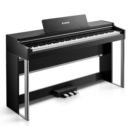 Donner DDP-200 Pro Digital Piano with 88 Key Graded Weighted Keyboard, 2.4" IPS Screen, Record, Wireless Connection, 100  Sounds, 256 Polyphony, Full Size Piano Keyboard for Beginner, Advanced, Black