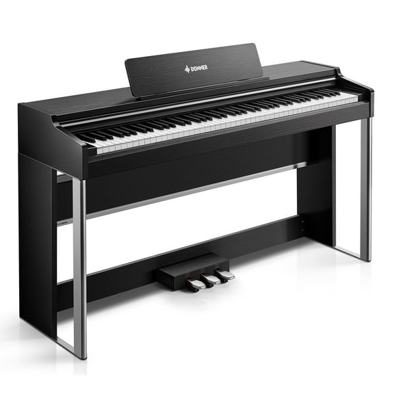 Donner DDP-200 Pro Digital Piano with 88 Key Graded Weighted Keyboard, 2.4" IPS Screen, Record, Wireless Connection, 100  Sounds, 256 Polyphony, Full Size Piano Keyboard for Beginner, Advanced, Black
