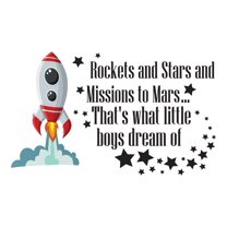 Boy's Dream Mission to Mars Quote letteringWall Decal Decoration Mission to Mars Lively Space Space Quotes & Sayings Decorating Ideas for Child's Bedroom Size: 20 In(W) x 12 In(H)