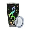 thumbnail image 2 of Fotbe Music Notes Pattern 20 oz Tumbler Stainless Steel Vacuum Insulated Coffee Ice Cup Double Wall Travel Flask Leak-proof Coffee Cup-Straw Three-piece Set, 2 of 8