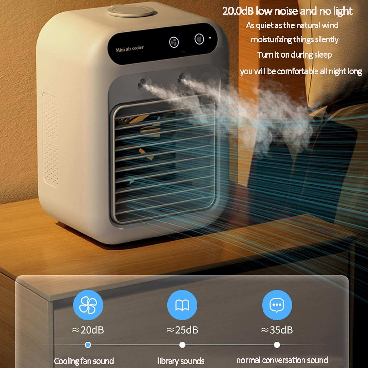 Mini Spray Air Conditioning Fan,Desk Fan with Cold Water Tank,Silent Desktop Cooling Fan, USB Rechargeable,Portable Home Office Car Small Air Cooler