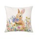 thumbnail image 2 of Funda de cojín de lino con estampado de conejo y huevo de Pascua | Funda de cojín decorativa de 45 x 45 cm para sofá, dormitorio | Decoración de Pascua para el hogar, 2 of 6