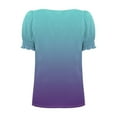 thumbnail image 4 of ZQGJB Womens Summer Ombre Tops Loose Fit Square Neck Dressy Casual Ruffle Trim Sleeve Cute T Shirts Trendy 2025 Outfit Clothes Purple XL, 4 of 7