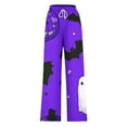 thumbnail image 4 of WXLWZYWL Halloween Pants for Women Plus Size Stretch Pants Casual Palazzo Sweatpants Bat Print Drawstring Wide Leg Pant Lounge Elastic Waist Sweatpant with Pockets, 4 of 4