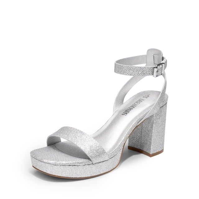 Sandalia DREAM PAIRS SDHS2420W Plata con Brillo Plataforma y Tacones