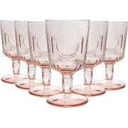 Bormioli Rocco Romantic Set Of 6 Stemware Glasses, 10.75 Oz. Colored Crystal Glass, Cotton Candy Pink, Made In Italy
