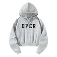 thumbnail image 2 of Sudadera recortada Top de manga larga sudaderas con capucha para mujer primavera otoño ropa deportiva básica M, 2 of 8