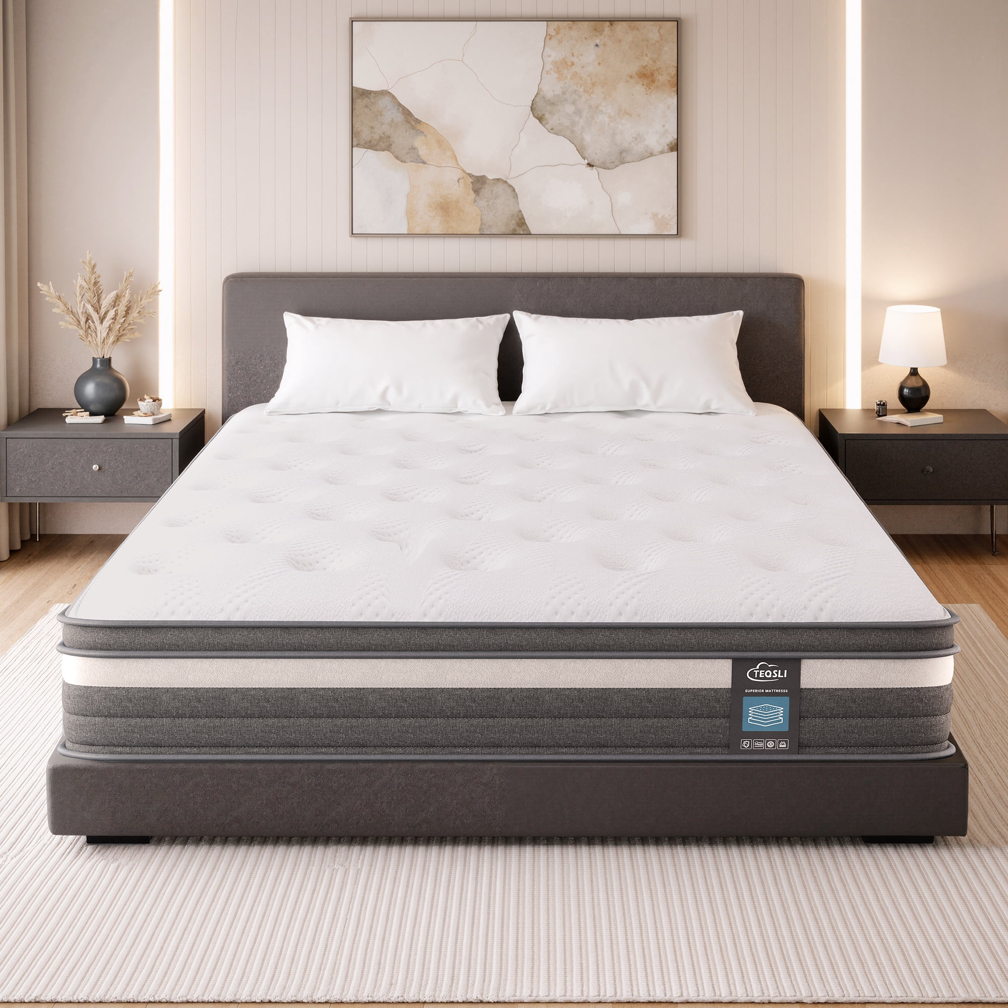 Spanspace 12" Twin Gel Memory Foam Hybrid Mattress with Pocket Springs, Medium Comfort, Pressure Relief and Motion Isolation, CertiPUR-US Certified, 100-Night Trial