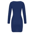 thumbnail image 4 of ylioge Womens Fall Dresses Slim Fit Bodycon Chunky Winter Warm Elastic Long Sleeve Square Neck High Waist Pencil Hem Solid Color Mini Dress Fall, 4 of 5