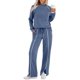 thumbnail image 3 of Conjuntos de Salón para Mujer, Conjuntos de 2 Piezas para Otoño, Pantalones Anchos, Conjuntos A Juego, Ropa de Mujer Azul Mar XXL, 3 of 8