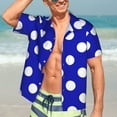 thumbnail image 3 of Fotbe Blue And White Polka Dot Hawaiian Shirt for Men Unisex Summer Beach Casual Short Sleeve Cotton Linen Button Down Shirts-3X-Large, 3 of 5
