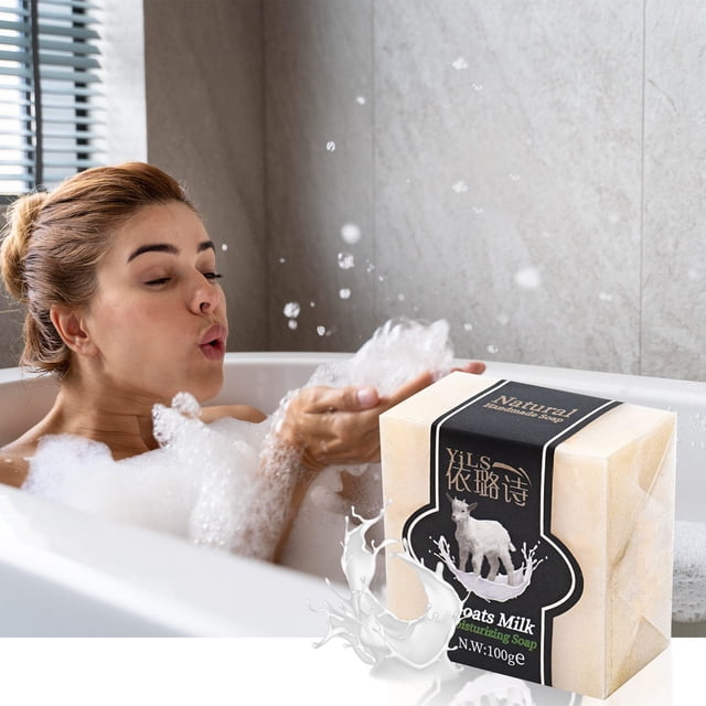 Pastilla de Jabón de Leche de Cabra Ganfancp para Cara y Cuerpo Natural Hecho a Mano
