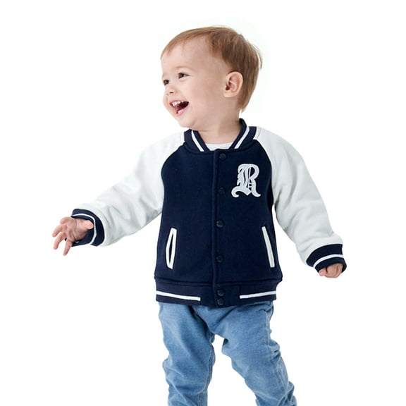 famuka Little Kid Baseball Jacket Warm Cotton Outerwear Toddler Boy Girl Coats