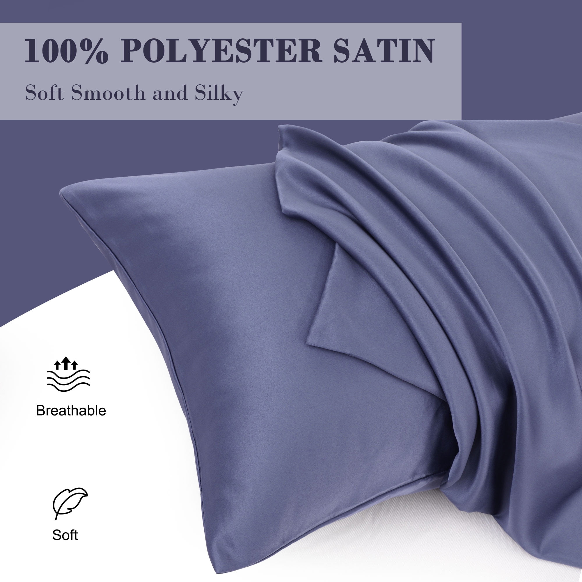 Unique Bargains 6 Pack Satin Pillowcase with Zipper, Travel, Slate Gray