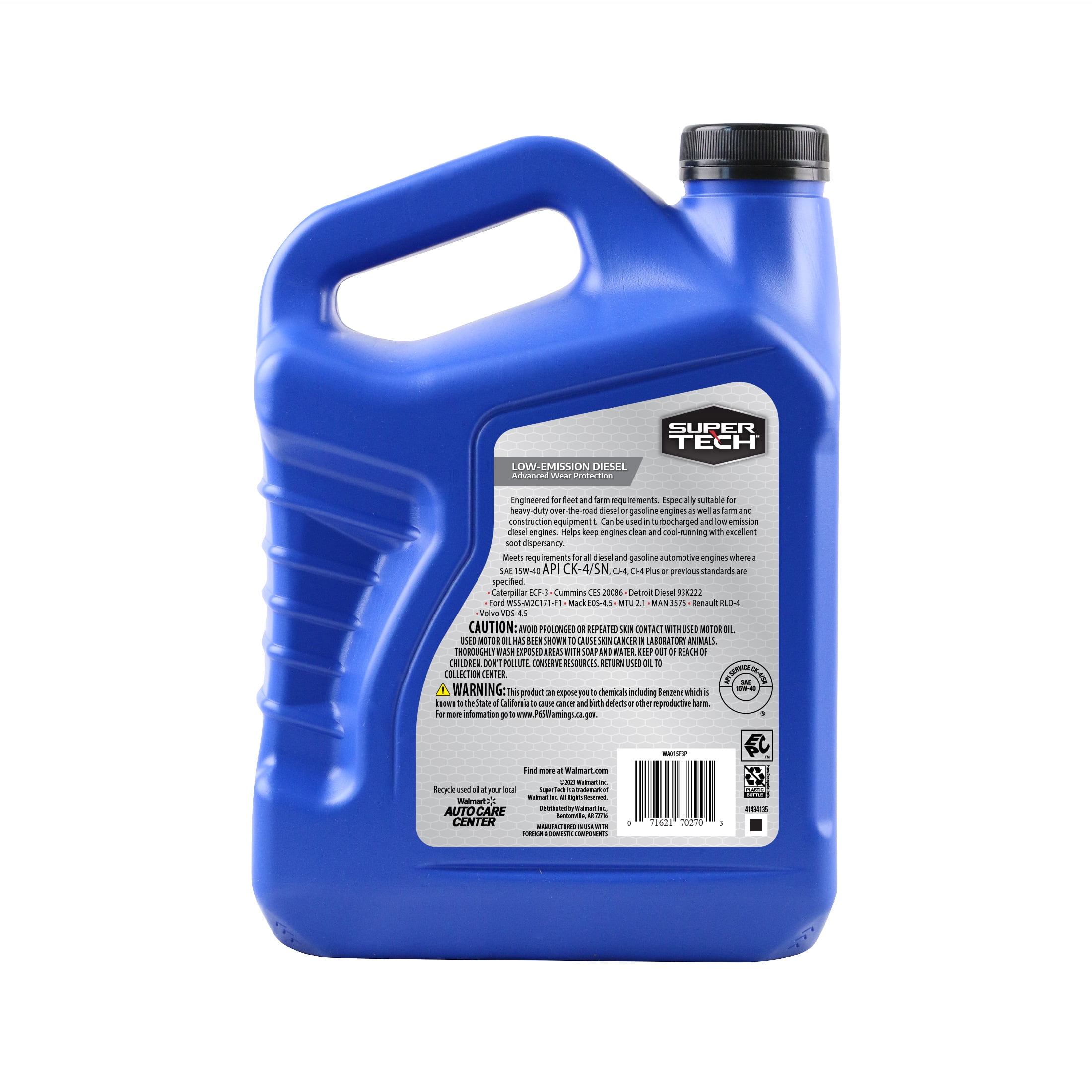 Super Tech Full Synthetic Heavy Duty SAE 15W-40 Motor Oil, 1 Gallon