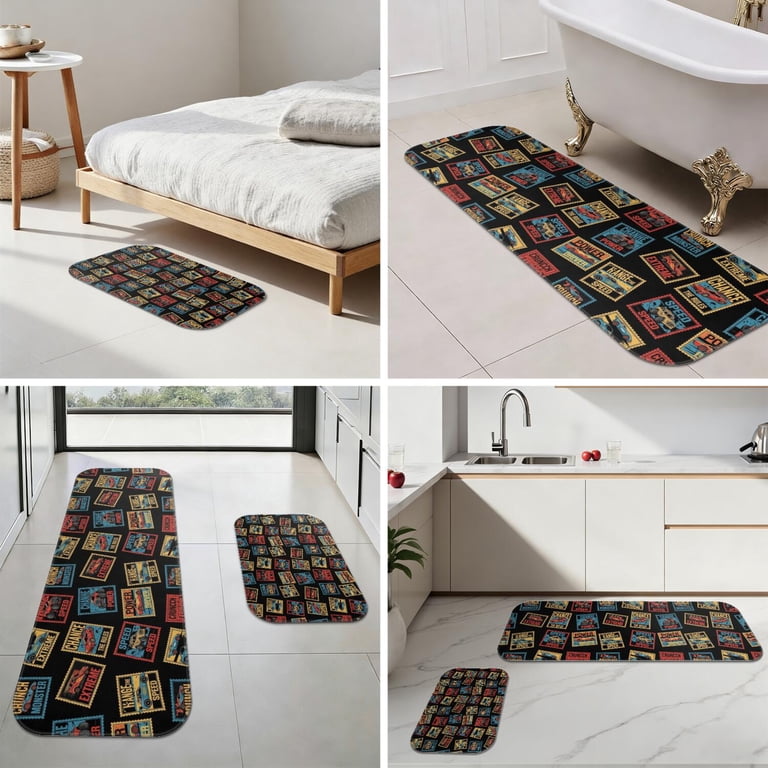 Monster Cartoon Truck Black Pattern Bath Mat Set Of 2,Non-Slip Rug for ...