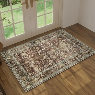 BERTHMEER 2'x3' Area Rugs Washable Small Rugs for indoor Entryway Bedroom Vintage Oriental Distressed Rugs, Rust
