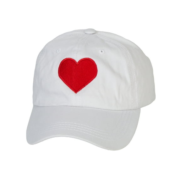 Gravity Trading Red Heart Dad Hat - Embroidery Adjustable Cap - White