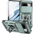 thumbnail image 1 of for Google Pixel 8 Case with Slide Camera Cover HD Screen Protector [Military Grade 16ft. Drop Tested] Magnetic Ring Holder Kickstand Protective Phone Case for Google Pixel 8 2023 (6.2 inch), Black, 1 of 5