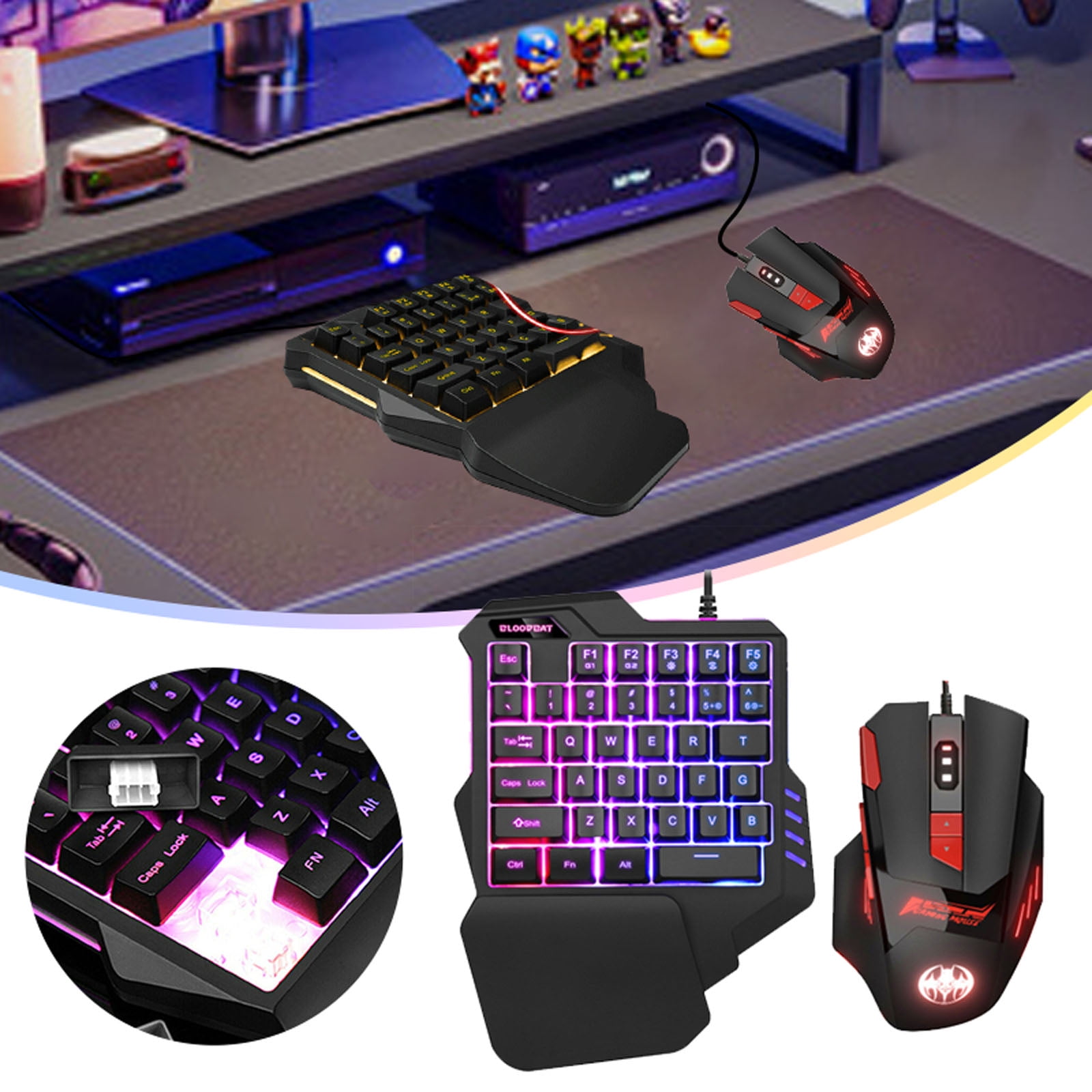 Keyboard One Handed Keyboard Colorful RGB Recording Game Non Mechanical