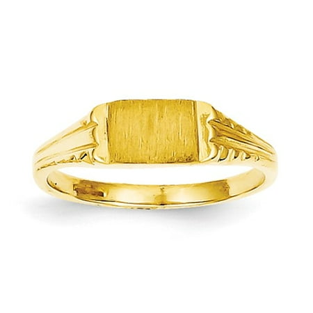 14k Yellow Gold Engravable Childs D/C Signet Ring