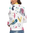 thumbnail image 3 of Shapes And Bold Brush Lines Women's Turtleneck Sweater Long Sleeve Ribbed Fitted Turtle Neck Casual Fall Winter Collection Top L, 3 of 4