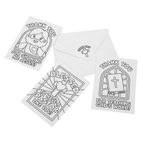 5" x 7" Color Your Own Religious Thank You Pastor Cards - 12 Pieces