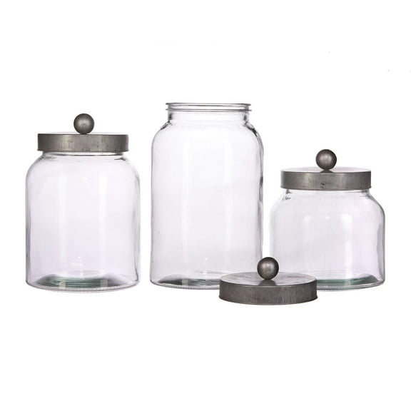 Set of 3 Clear Unique Multipurpose Sealed Storage Canisters with Galvanize Lids, 11"