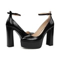 thumbnail image 4 of JENN ARDOR Platform Heels for Women Chunky Heel Closed Toe High Heels Block Heel Ankle Strap, 4 of 9