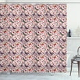 thumbnail image 1 of Ladybugs Shower Curtain, Butterflies with Flowers and Hearts Colorful Spring Fauna on Off White Backdrop, Fabric Bathroom Set with Hooks, 69W X 84L Inches Extra Long, Multicolor, by Ambesonne, 1 of 3