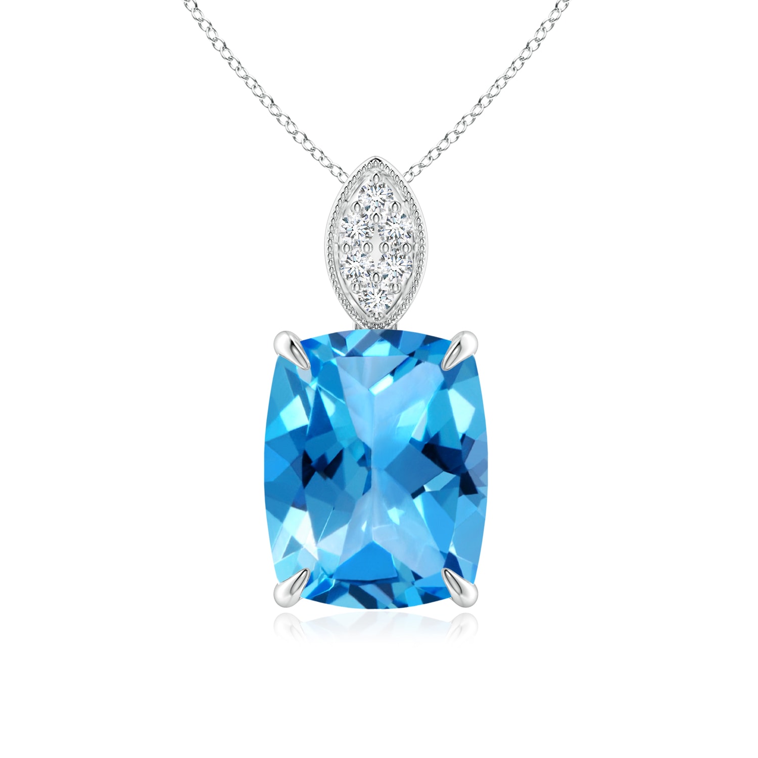 Cushion Swiss Blue Topaz Pendant with 