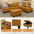 thumbnail image 4 of Aukfa 96" Leather Sectional Sofa with Storage Ottoman for Living Room, 2 Cup Holders, Right Facing Chaise, Ginger, 4 of 10